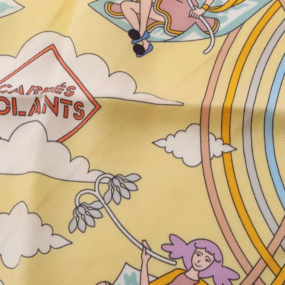 Hermes Carre 70 CARRES VOLANTS Scarf/Muffler, Silk, Women's, Yellow/Multicolor - Picture 5 of 6